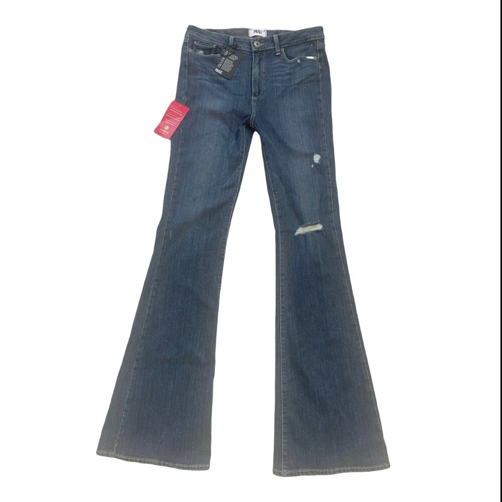 NWT! PAIGE*HIGH RISE "BELL CANYON" DISTRESSED FLARE JEANS! TAG 31 MEASURED 31X36